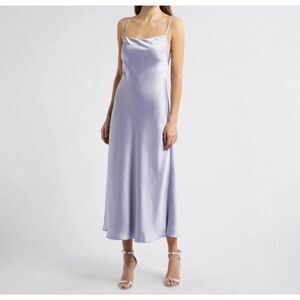 Amsale Andy Satin Midi Cocktail Dress Women’s Size 14 Lilac Tie Back
